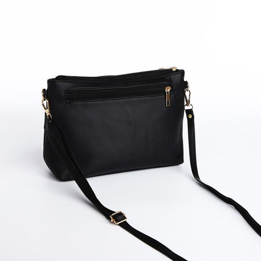 Сумка женская кросс-боди на молнии, 24×6×17 см, чёрная