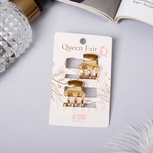 Цена за 2 шт. Крабики для волос «Либерти», набор 2 шт., зубчики классика, 2 см, золото