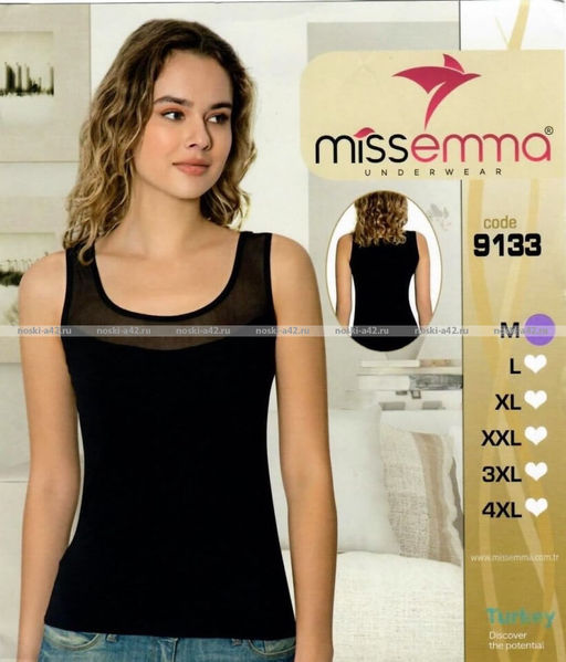 Цена за 1 шт. Майки женские Miss Emma Турция Кружево арт. 9133 черные