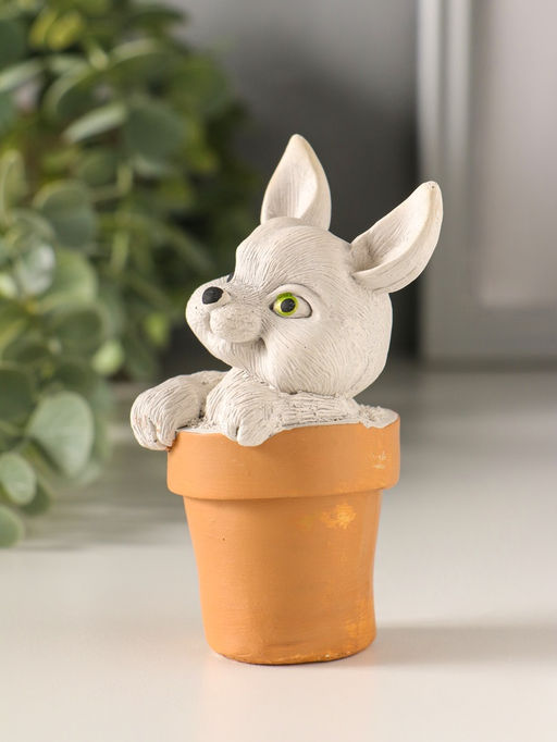 Фигурка гипс Кролик в горшке, 9?5 см, цветной