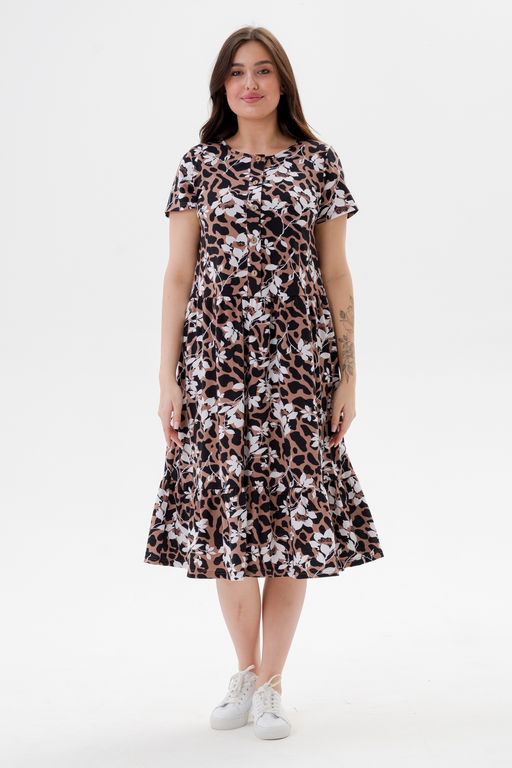 Платье женское из кулирки Кармелита 2 цветок кофе - Амадэль фото 18