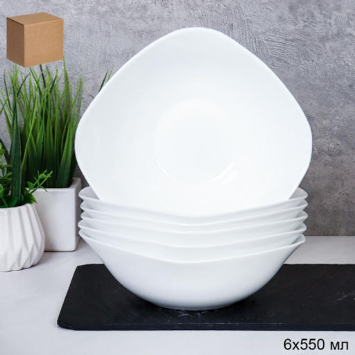 Набор суповых квадратных тарелок 6 штук 550 мл / KWDR65 (white ) /уп 8/ - ГалеонТрейд фото 2
