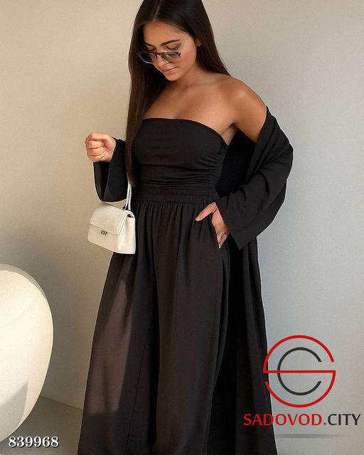 Костюм тройка: топ, брюки и длинная накидка - Bruno фото 4