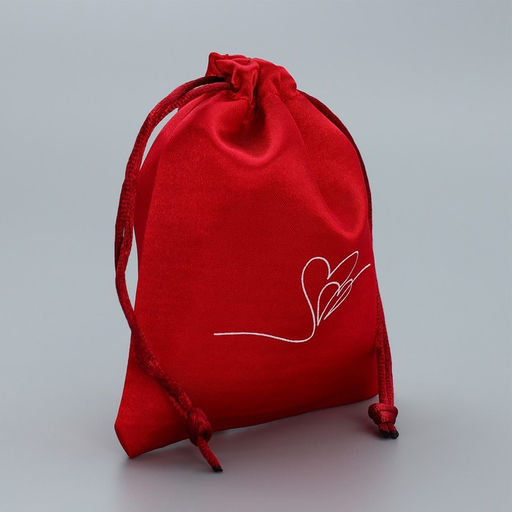 Цена за 5 шт. Мешочек подарочный атласный «Сердце», 10 х 12 см +/- 1.5 см