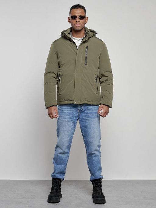Куртка мужская зимняя с капюшоном спортивная великан цвета хаки 8335Kh - Wonderrman фото 2