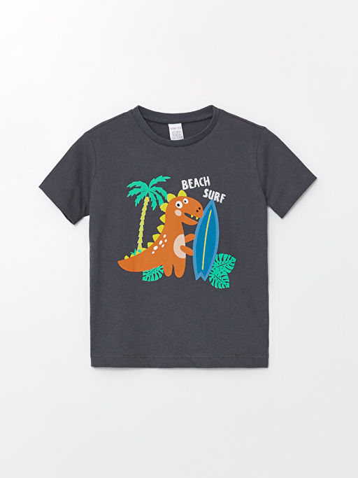 Bisiklet Yaka K?sa Kollu Bask?l? Erkek Bebek Ti??rt