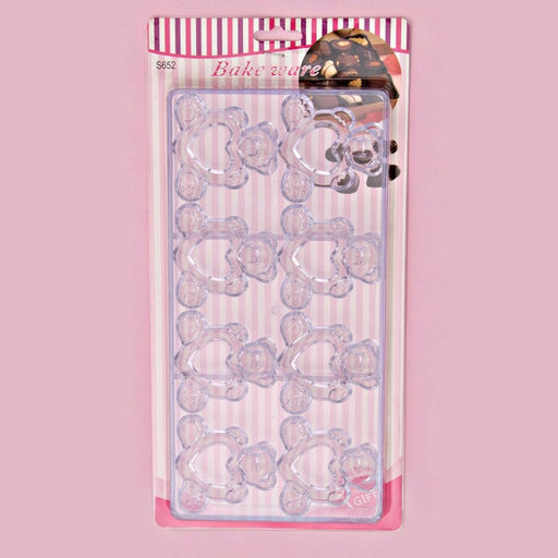 Форма конфет и шоколада Влюблённые мишки, 28?14 см, 8 ячеек, прозрачная