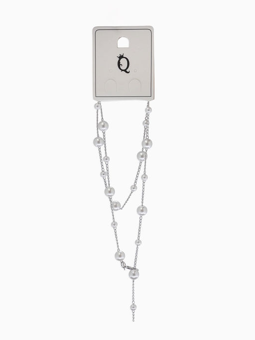 Кулон трансформер «Россыпь жемчуга», бусины №6.8, L=50 см, белый в серебре