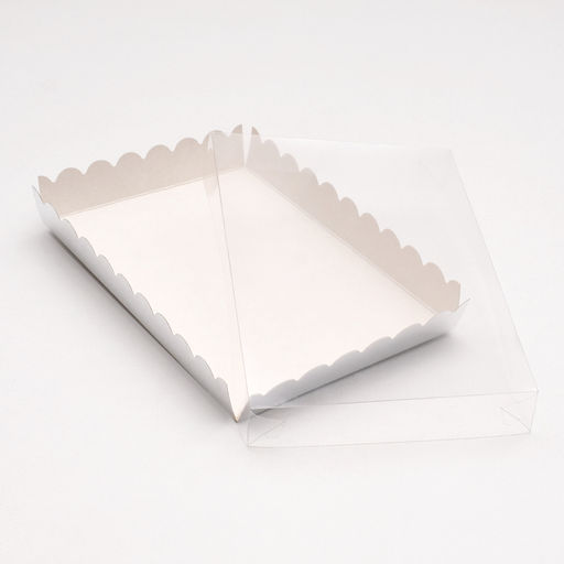 Цена за 10 шт. Коробочка для печенья с PVC крышкой, серебрянная, 22 х 15 х 3 см - UPAK LAND фото 3