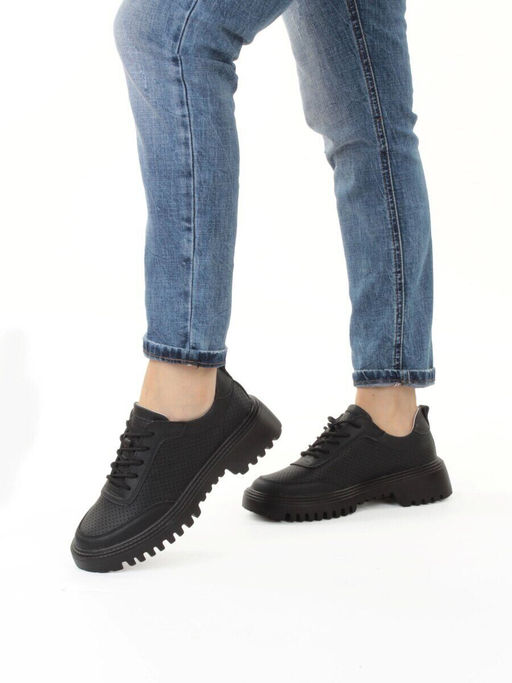 03-YH329-3 BLACK Полуботинки женские (натуральная кожа)