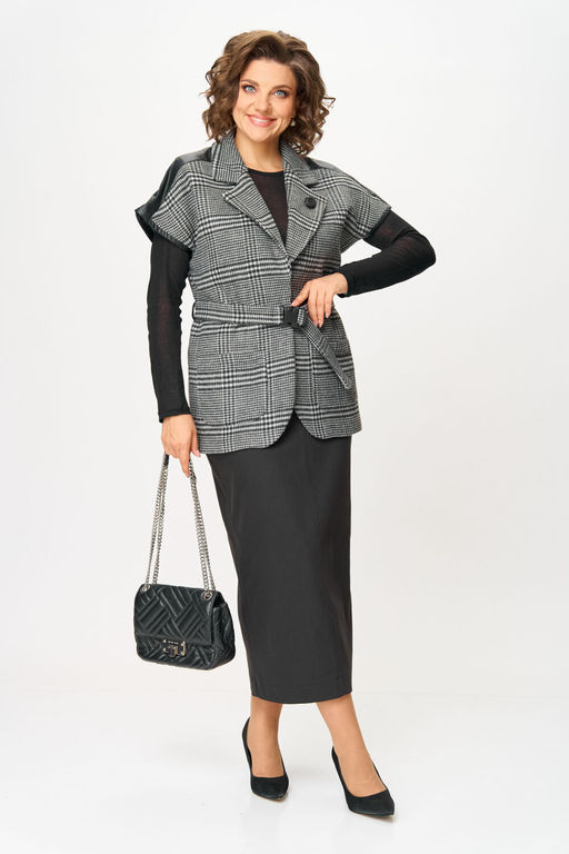 Костюм Michel Chic 1433 серый клетка, черный