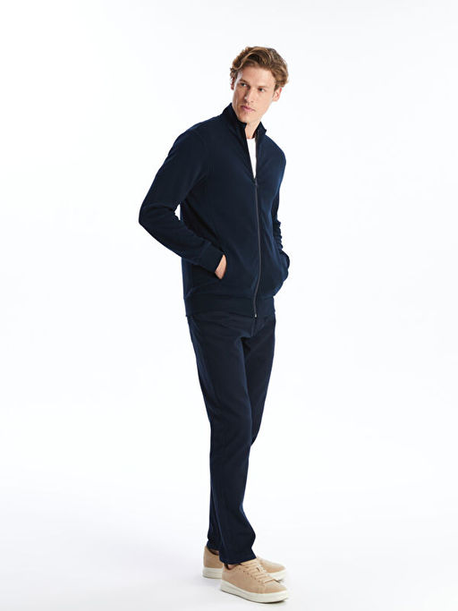 Dik Yaka Uzun Kollu Erkek Fermuarl? Sweatshirt