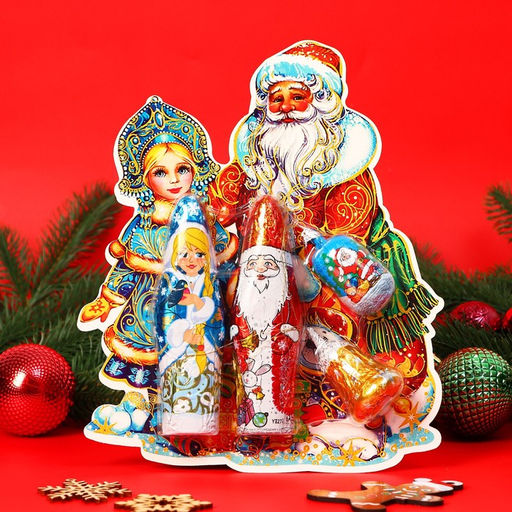 Набор фигурного шоколада Дед Мороз, Снегурочка, Колокольчик, 110 г