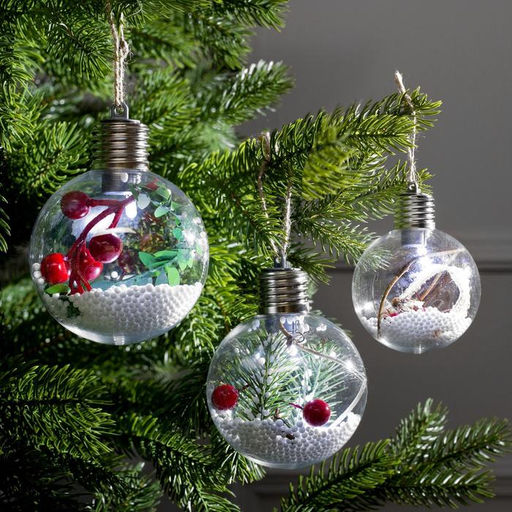 Набор ёлочных шаров Зимний лес, 3 шт, d=8 см, 1 LED, от батареек, свечение белое - Luazon lighting фото 6