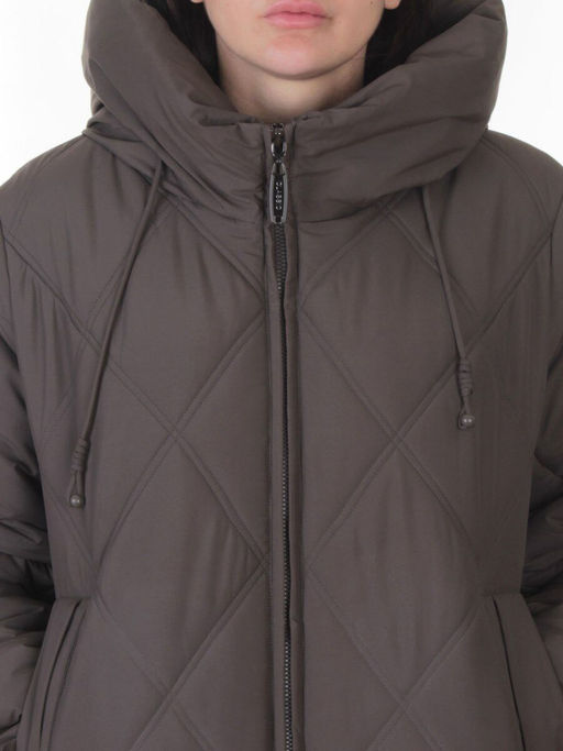 A612 GRAY/BROWN Куртка зимняя женская (верблюжья шерсть, 120 гр. холлофайбер)
