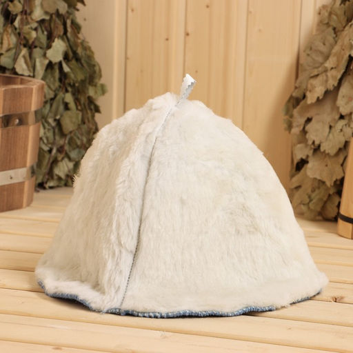 Шапка для бани из овчины , голубая фетр - Simaland фото 3