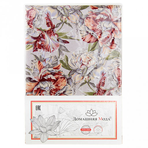 "Душистый пион К" Скатерть 150х145см, длина стола до 110см, на 4 персоны, хлопок "Премиум" 186г/м2, "Домашняя мода" (Россия)
