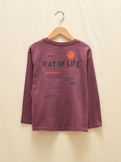 Bisiklet Yaka Bask?l? Uzun Kollu Erkek ?ocuk Ti??rt - Waikiki фото 2