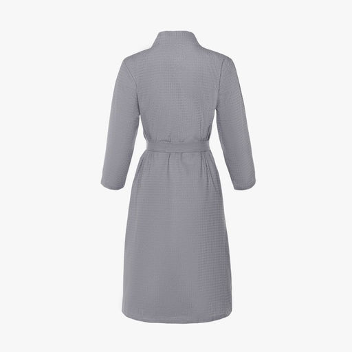 Халат вафельный женский Экономь и Я рукав 3/4, размер 42-44, серый, 100% хлопок, 200 г/м²