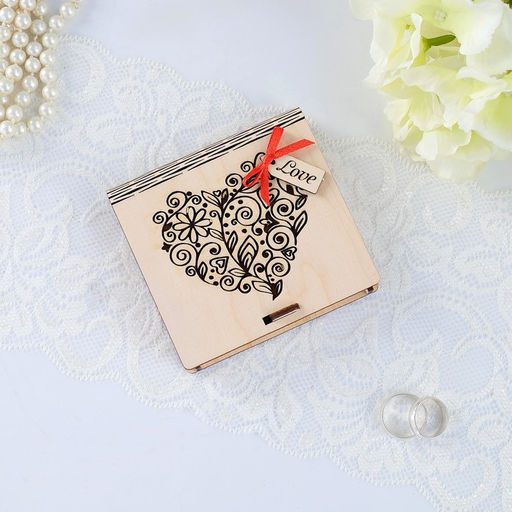 Шкатулка под кольца Любовь, неокрашенная, 10х9,5х2,6 см - Simaland фото 2