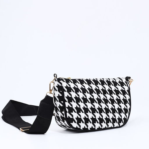 Сумка кросс-боди на молнии, цвет чёрный/белый - Nazamok фото 5