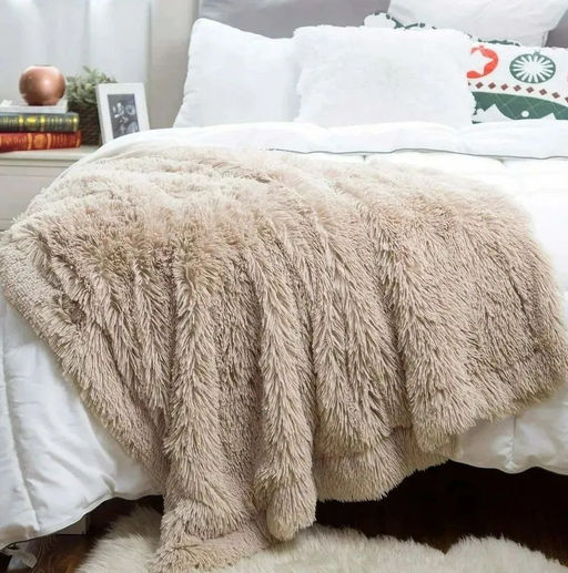 Меховой плед с длинным ворсом (Латте) PLMEX041 Евро