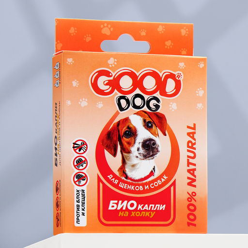 БИО капли GOOD DOG для щенков и собак от блох и клещей, 3×2 мл