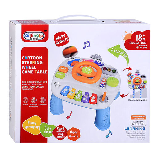 Столик развивающий "Веселый руль" свет, звук, в коробке