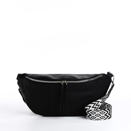 Сумка женская кросс-боди на молнии, 34×11×17 см, чёрная