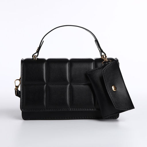 Сумка с клапаном, с кошельком, цвет черный 20*12*7 см - Nazamok фото 2