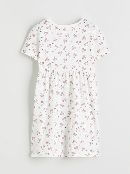 Bisiklet Yaka ?i?ekli K?z ?ocuk Elbise