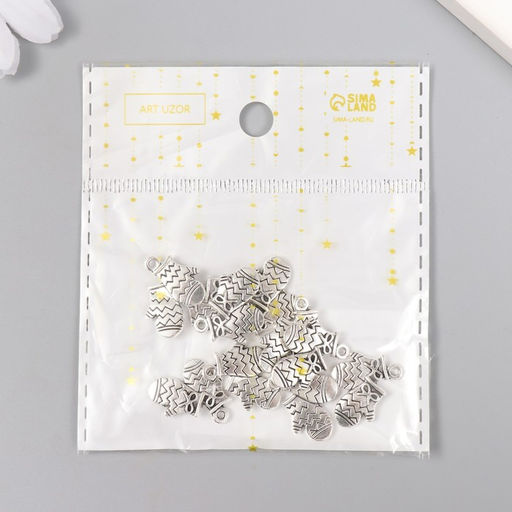 Цена за 10 шт. Декор для творчества металл «Варежки» серебро 1.7×1.6 см