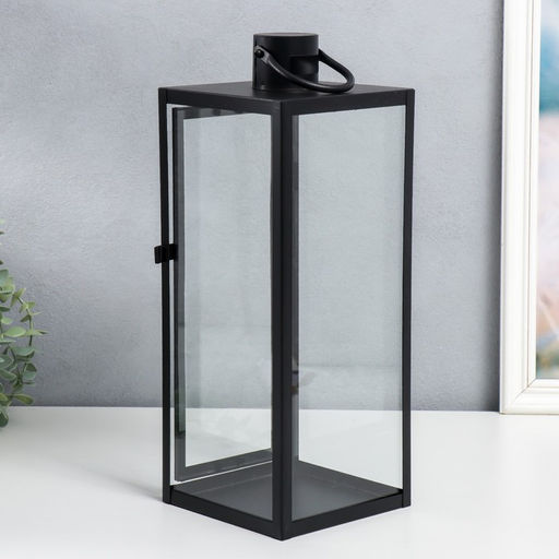 Набор подсвечников на 1 свечу «Фонарь - минимализм», 3 шт. чёрный, 18×18×50 см; 14×14×39 см; 10×10×25 см