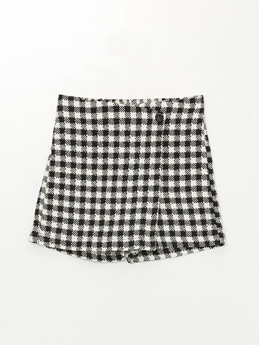 Beli Lastikli Ekose K?z ?ocuk ?ort Etek