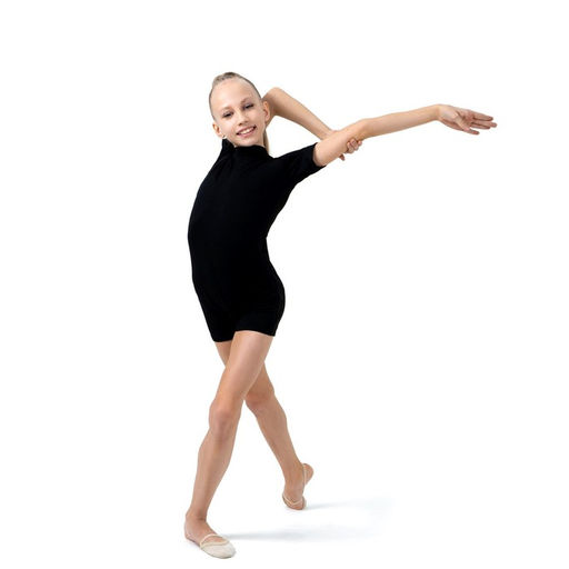 Купальник гимнастический Grace Dance, с шортами, с коротким рукавом, р. 30, цвет чёрный  фото 6