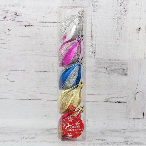 Ёлочные игрушки набор 5 шт. Разноцветные сосульки, 48 см, МИКС - Зимнее волшебство фото 2