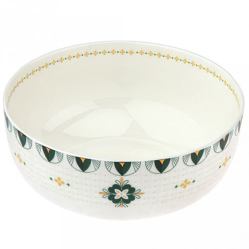 "Мадрид" Салатник фарфоровый 1,35л, д18х7,7см, тонкостенный, деколь с золотом, в коробке (Китай)