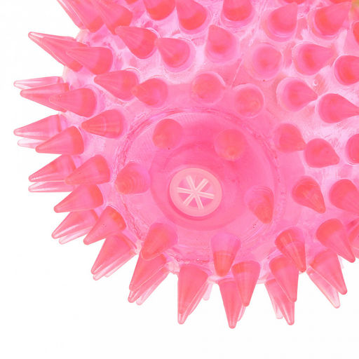 Пэт тойс (Pet toys) Игрушка для собаки Мяч с шипами д7,5см h7,5см, ПВХ, с пищалкой, светящаяся, на картоне, прозрачная, цвета в ассортименте: розовый, зеленый, желтый, оранжевый (Китай)  фото 5