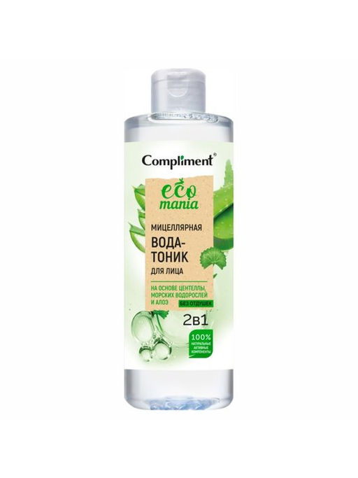 "Compliment" Ecomania Мицел.вода-тоник д/лица 2в1 на основе центеллы 400мл.12 /915939