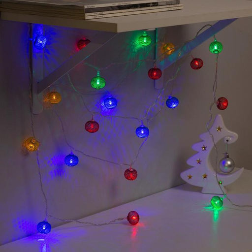Гирлянда Нить 4 м с насадками Шарик сетка, IP20, прозрачная нить, 20 LED, свечение мульти, 8 режимов, 220 В - Luazon lighting фото 3