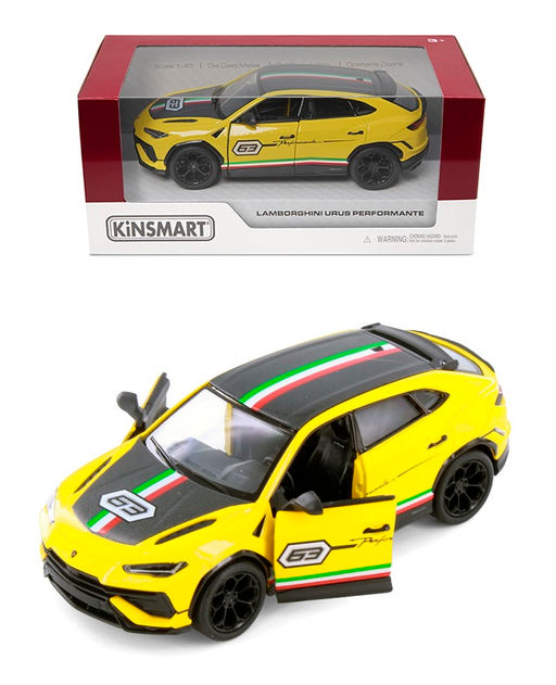 Kinsmart. Модель арт.KT5447WF/1 "Lamborghini Urus Performante" 1:36 (желтая) инерц.