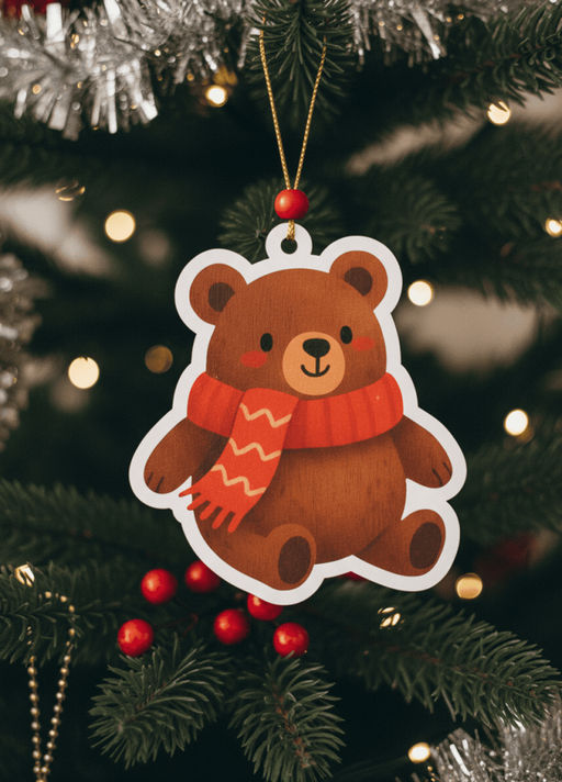 Подвеска новогодняя из дерева iLikeGift "Мишка бурый"