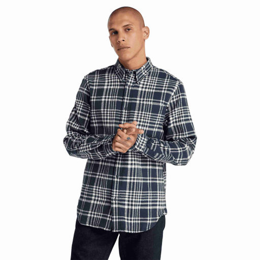 Мужская рубашка Timberland Shirt Heavy Flannel Check темно-синяя фото 5