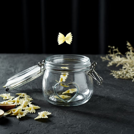 Банка для сыпучих Доляна Сердце, 580 мл, 10.5?10 см, с бугельным замком, стекло, прозрачная