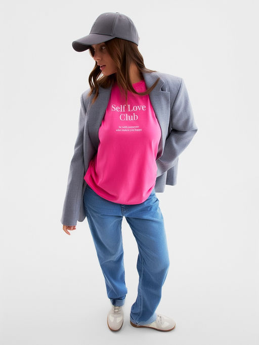 Футболка женская MIST Selflove, розовая, размер XS (40-42)