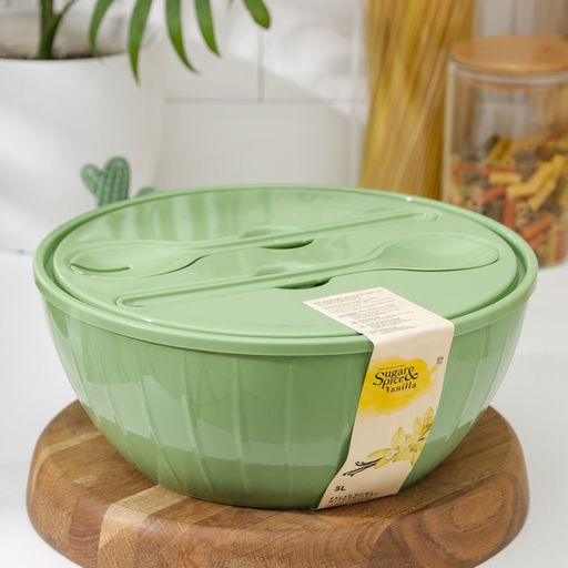 Салатник с крышкой и приборами «Bono», 5 л, цвет МИКС