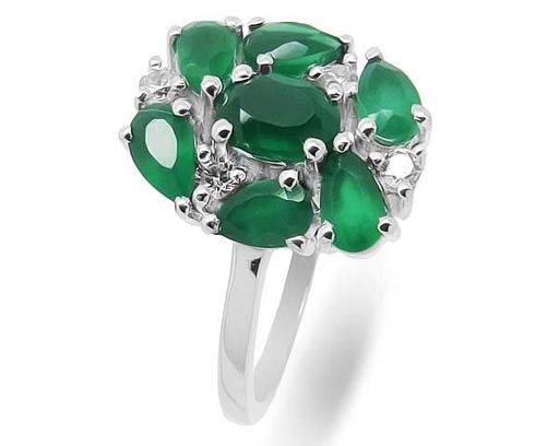 Кольцо из серебра зеленый агат, Асида