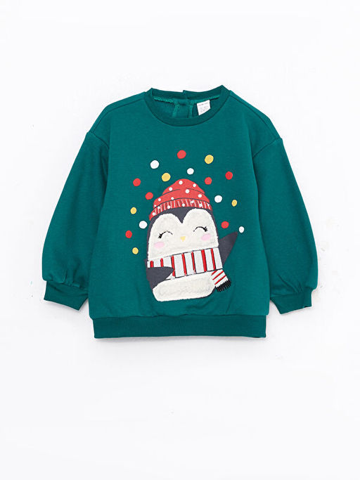 Bisiklet Yaka Uzun Kollu Bask?l? K?z Bebek Sweatshirt