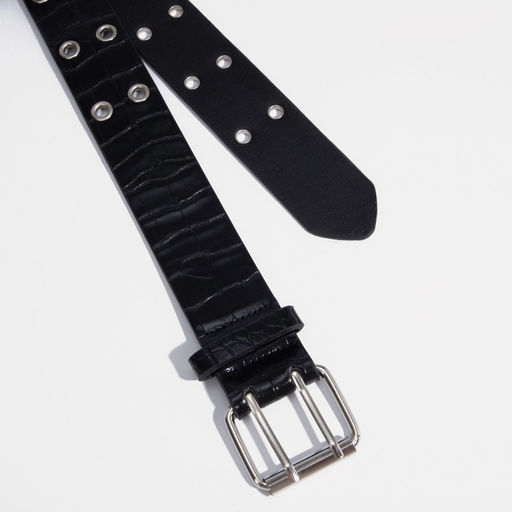 Ремень женский, ширина 3,8 см, пряжка металл, люверсы, цвет чёрный - Simaland фото 2