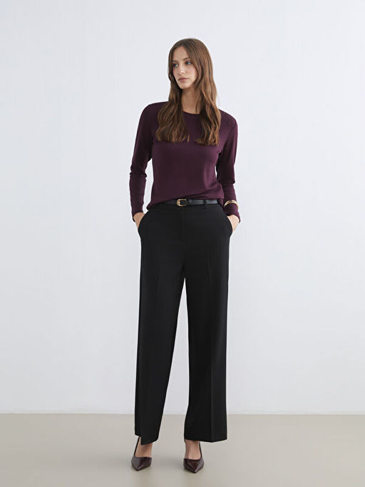 Beli Kemerli Geni? Pa?a Kad?n Pantolon